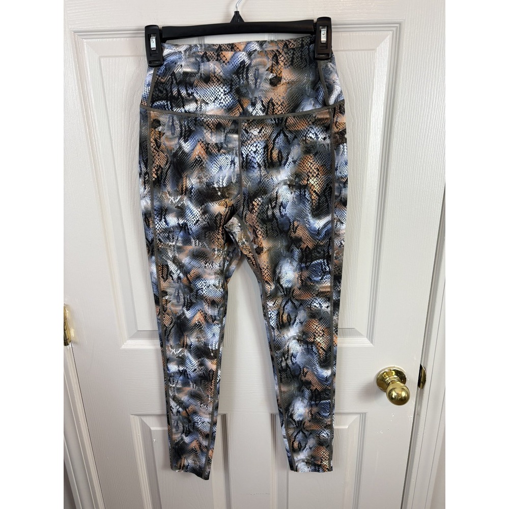 Peloton Leggings Womens Small Blue Orange Snakeskin Excellent High Rise Athletic